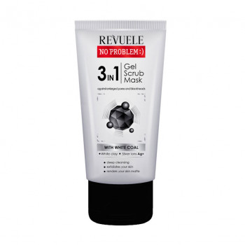 Гель, скраб та маска для обличчя 3 в 1 Revuele No Problem Gel Scrub Mask з активованим вугіллям, 150 мл