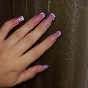 Французский маникюр с блестками светоотражающий, фото - Мастер маникюра Ксенія Роздорська