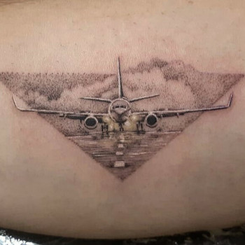 тату літак чб дотворк