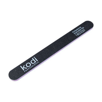 Пилка для нігтів Kodi Professional 180/220 грит пряма, чорна, 178*19*4 мм