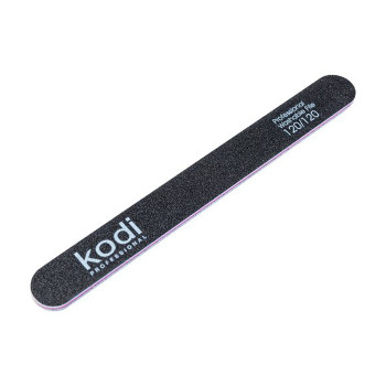 Пилка для нігтів Kodi Professional 120/120 грит пряма, чорна, 178*19*4 мм