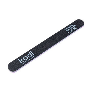 Пилка для нігтів Kodi Professional 120/180 грит пряма, чорна, 178*19*4 мм