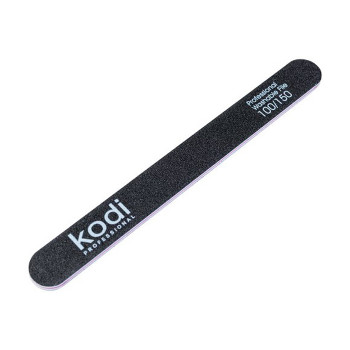 Пилка для нігтів Kodi Professional 100/150 грит пряма, чорна, 178*19*4 мм