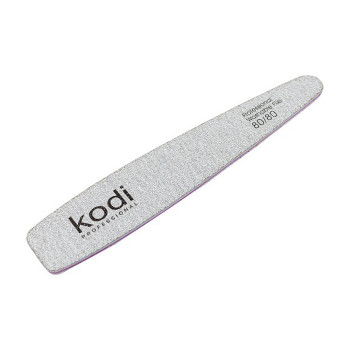 Пилка для нігтів Kodi Professional 80/80 грит конусна, світло-сіра, 178*32*4 мм