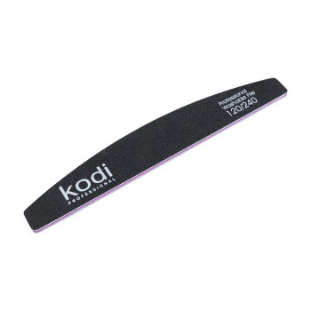 Пилка для нігтів Kodi Professional 120/240 грит полумісяць, чорна, 178*28*4 мм