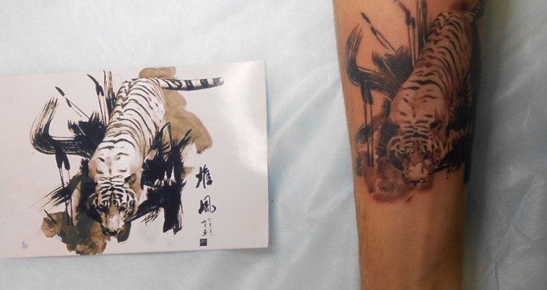 Тигр тату на руці, фото - Тату салон 1000 itattoo