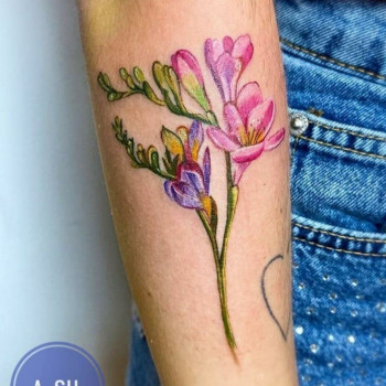 Тату кольорові квіти акварель, фото - Салон краси НоготОк