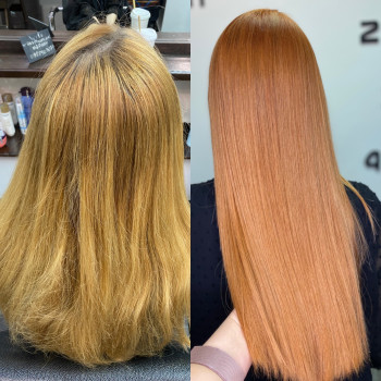 Окрашивание масляным красителем. И горячий ботокс 
4 часа вр