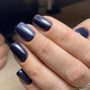 Маникюр с блестками синий на квадратные ногти, фото - Обучающий центр Акварель