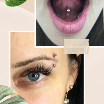 Пирсинг брови и языка.