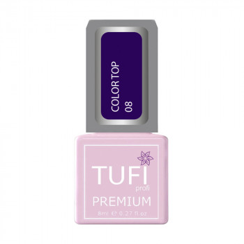 Кольоровий топ для нігтів Tufi profi Premium Color Top 08 Ультрафіолет, 8 мл