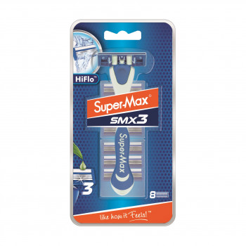 Станок для гоління Super-Max Hi-Flo 3 леза, з 8 змінними картриджами, чоловічий