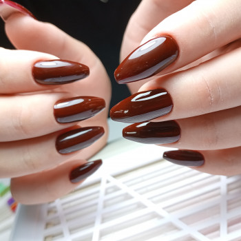 Маникюр миндаль коричневый на острые ногти, фото - Мастер маникюра Наталя Лагутіна