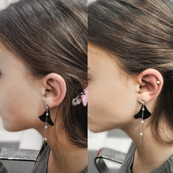 Прокол ушей, пирсинг мочки уха безболезненно в салоне
                    Перукар Елена Харків