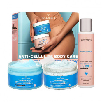 Набір для догляду за тілом Hollyskin (охолоджувальне антицелюлітне обгортання, 250 мл + охолоджувальний скраб, 250 мл + антицелюлітна олія, 100 мл)