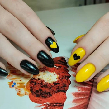 Манікюр з малюнком чорний жовтий, фото - Майстер манікюру Катерина Недяк