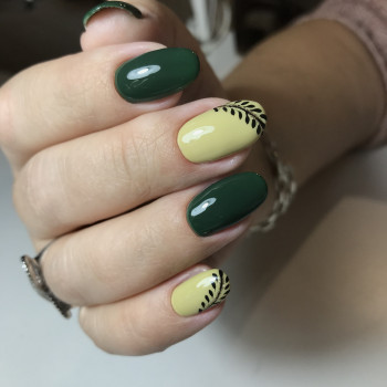 Маникюр с рисунком желтый зеленый, фото - Мастер маникюра Тамара Сіренко