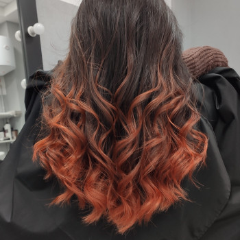 Омбре рудий колір волосся фарбування в два кольори, фото - Перукар-колорист Ольга Семенова