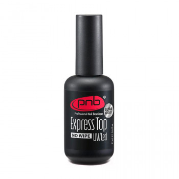 Експрес-топ для гель-лаку PNB Express Top NoWipe Ultra Gloss UV/LED без липкого шару, 17 мл