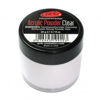 Акрилова пудра для нігтів PNB Acrylic Powder Clear прозора, 20 г