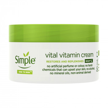 Нічний вітамінний крем для обличчя Simple Kind to Skin Vital Vitamin Night Cream, 50 мл