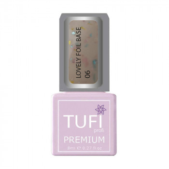 База для гель-лаку Tufi profi Premium Lovely Foil Base з фольгою, 06 Солодкий мигдаль, 8 мл