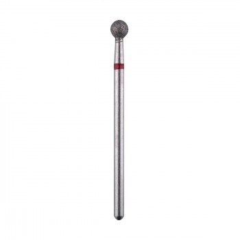 Змінна алмазна фреза для манікюру Vizavi Professional Кулька, червона насічка, 3.5 мм