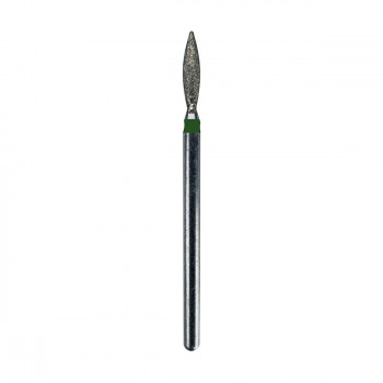 Змінна алмазна фреза для манікюру Vizavi Professional Полум'я, зелена насічка, 2.3, 9 мм