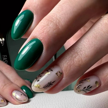 Манікюр весна молочний зелений, фото - Майстер манікюру Олена Герасимчук