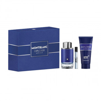 Парфумований набір чоловічий Montblanc Explorer Ultra Blue (парфумована вода, 100 мл + парфумована вода, 7.5 мл + гель для душу, 100 мл)