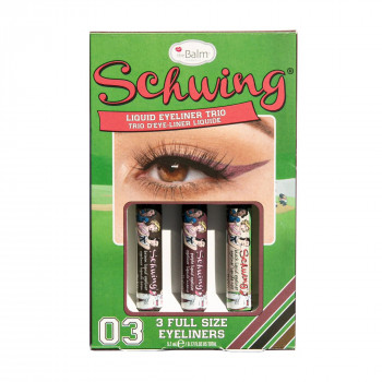 Набір рідких підводок для очей theBalm Schwing Liquid Eyeliner Trio (Black, 1.7 мл + Brown, 1.7 мл + Purple, 1.7 мл)