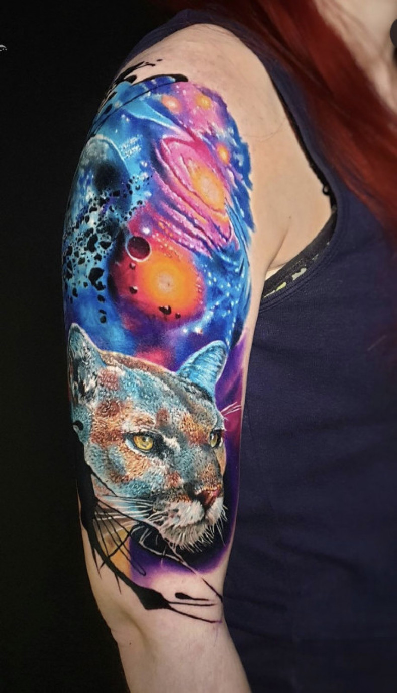 Для дівчат на плечі кольорові, фото - Тату салон Free Art Tattoo