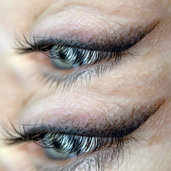 Стрілка з розтушовкою на віковій шкірі
Без почервоніння, на