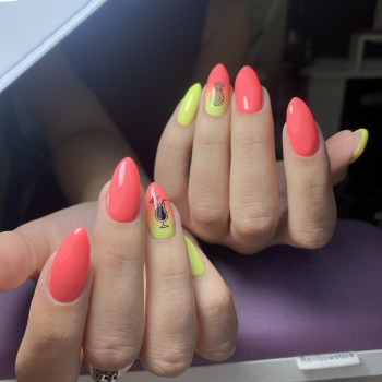 Рожевий манікюр жовтий омбре, фото - Майстер манікюру Альонка Панасенко