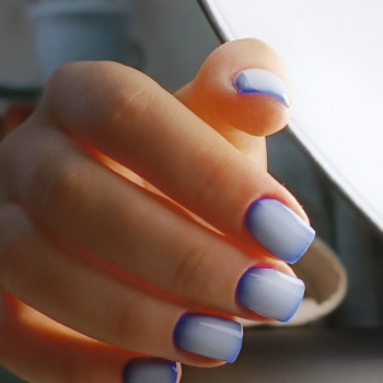 Білий манікюр синій на квадратні нігті, фото - Майстер манікюру Катерина Кравченко