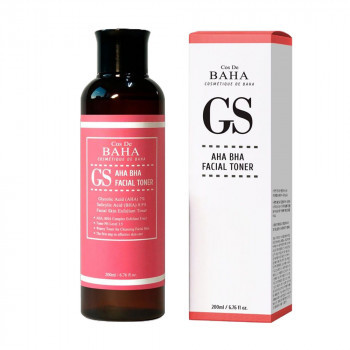 Тонер для обличчя Cos De Baha AHA BHA Facial Toner з гліколевою кислотою 7% та саліциловою кислотою 0.5%, 200 мл