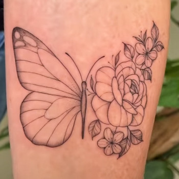 Тату цветы бабочка тату, фото - Тату мастер Наталия Дзюбина