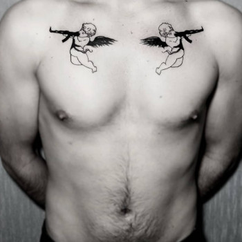 Тату для хлопців янгол на грудях, фото - Тату майстер Вікторія Маслак