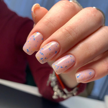 Манікюр на квадратні нігті перепелине яйце середні, фото - Салон краси L’of