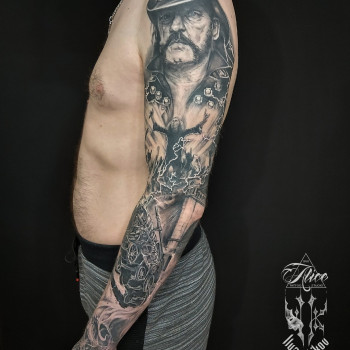 Тату мужские рукав портрет, фото - Тату мастер Илья Куликов