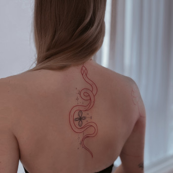 Тату женские змея на спине, фото - Тату мастер Alexandra Dudka