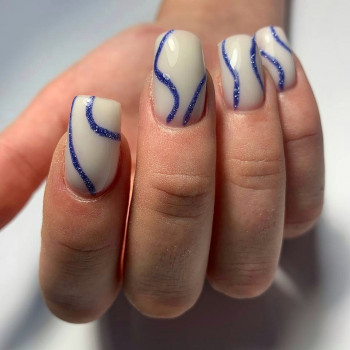 Білий манікюр зима на квадратні нігті, фото - Майстер манікюру Яна Мисько