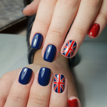 Маникюр с рисунком синий, фото - Мастер маникюра Юлія Красномовець