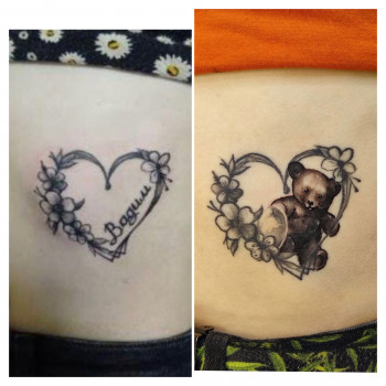 Тату cover up (перекриття старої роботи), фото - Тату салон Alpha Tattoo Studio