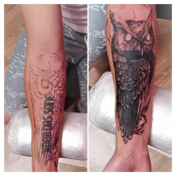 Тату cover up (перекрытие старой работы), фото - Тату салон Alpha Tattoo Studio