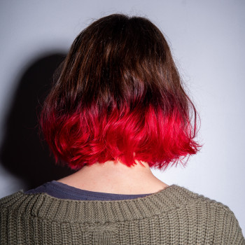 Омбре червоний колір волосся фарбування, фото - Салон краси DICTAT COLOR