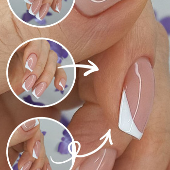 Нарощування нігтів, дизайн френч на квадрат
 