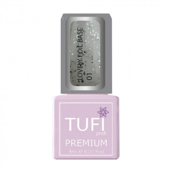 База для гель-лаку Tufi profi Premium Lovely Foil Base з фольгою, 01 Мілкшейк, 8 мл