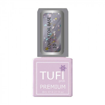 База для гель-лаку Tufi profi Premium Lovely Foil Base з фольгою, 10 Бузковий дим, 8 мл