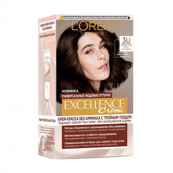 Стійка безаміачна крем-фарба для волосся L'Oreal Paris Excellence Creme Universal Nudes 3U Універсальний темно-каштановий, 192 мл